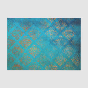 Papier Mousseline Patine de cuivre grunge et vert-de-gris turquoise