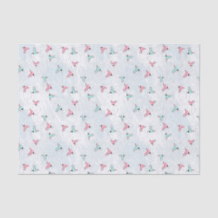 Papier Mousseline Patins à glace rose et aqua Noël hiver