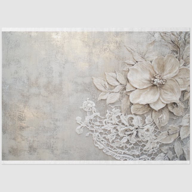 Papier Mousseline Patins en dentelle et gaufrage floral (Recto)