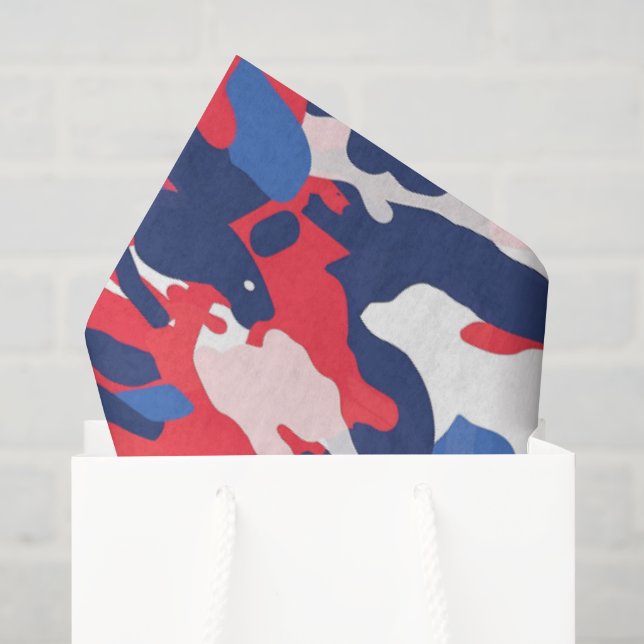 Papier Mousseline Patriotic Camo Red White Blue USA Freedom (Sac cadeau)