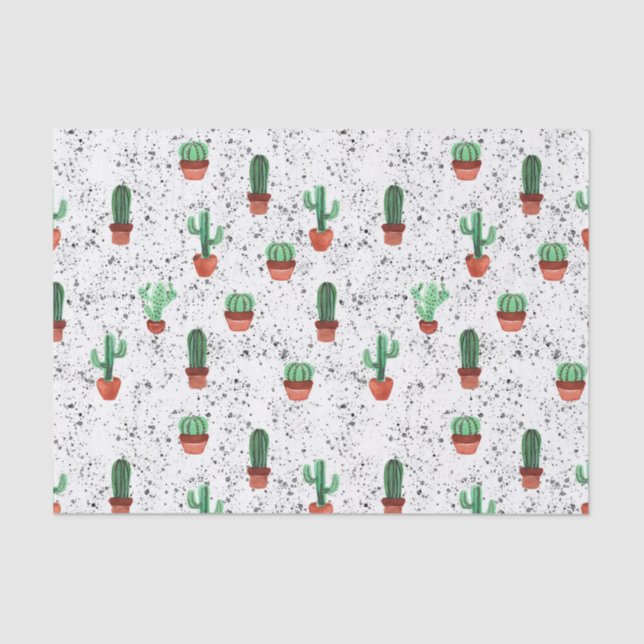 Papier Mousseline Patters de Green Terracotta Cactus (Recto)