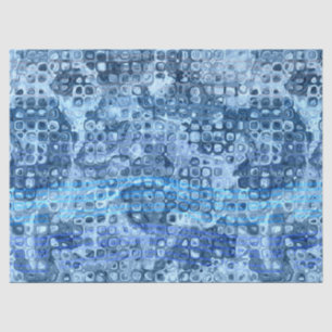 Papier Mousseline Patters d'Ocean Blue Abstract