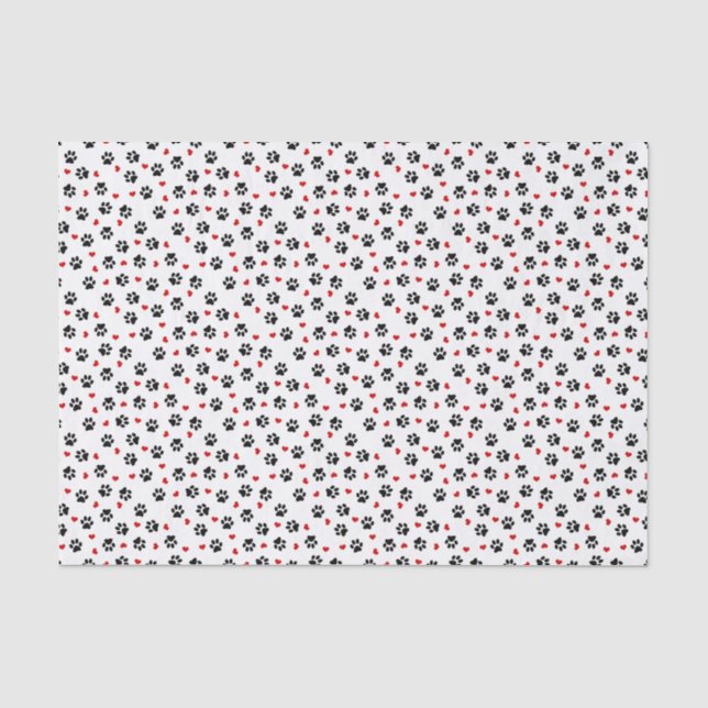 Papier Mousseline Pattes et coeurs (Recto)