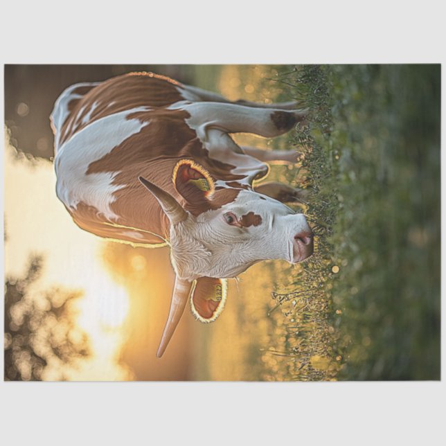 Papier Mousseline Pâturage à longue corne de vache de découpage (Recto)