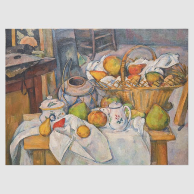Papier Mousseline Paul Cezanne - La vie morte avec panier (Recto)
