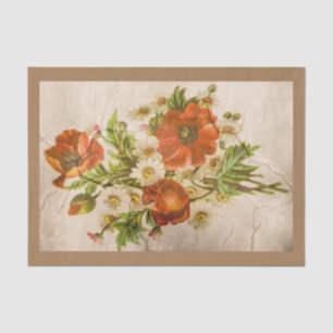 Papier Mousseline Pavot botanique Vintage victorien en détresse