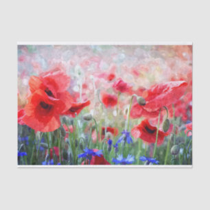 Papier Mousseline Pavot Fleurs aquarelle Peinture Découpage