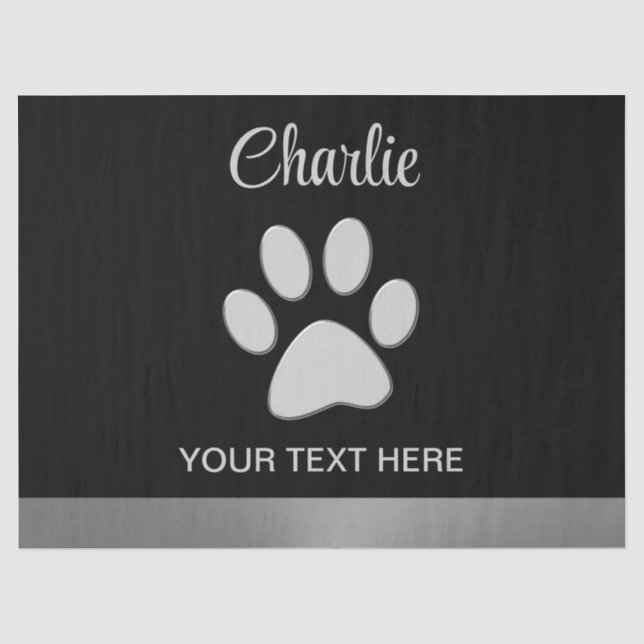 Papier Mousseline Paw Chien Argent sur arrière - plan noir (Recto)