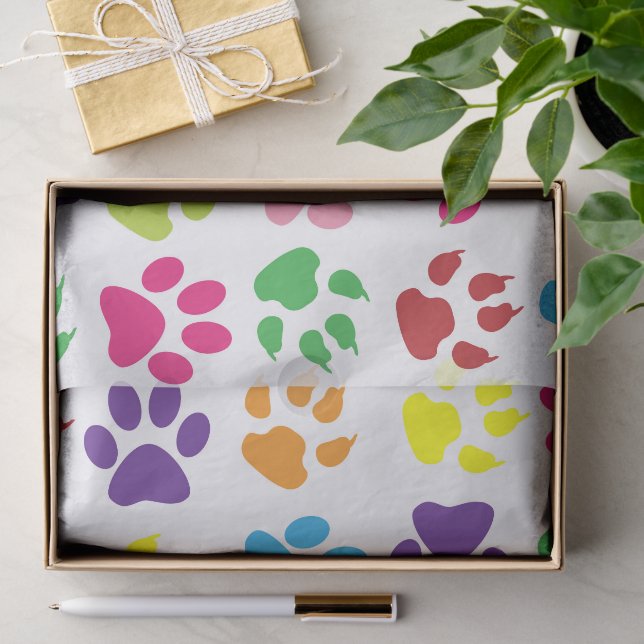 Papier Mousseline Paws colorés, Motif Paw, Paws de chien, Empreintes (Cadeau)