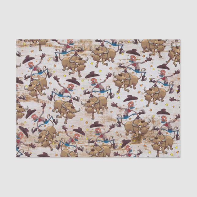 Papier Mousseline Pays d'équitation de Taureau de cowboy de rodéo (Recto)