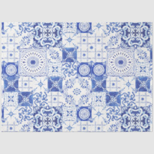 Papier Mousseline Pays Français Ferme Bleu Blanc Carrelage Découpage
