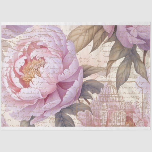 Papier Mousseline Pays Français Lilac Peonies Document de découpage (Recto)