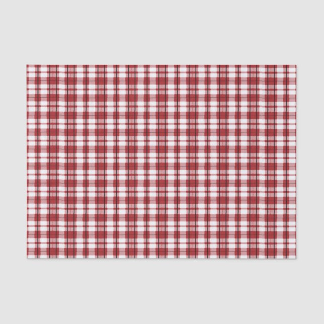 Papier Mousseline Pays Plaid Rustique Rouge Noir (Recto)