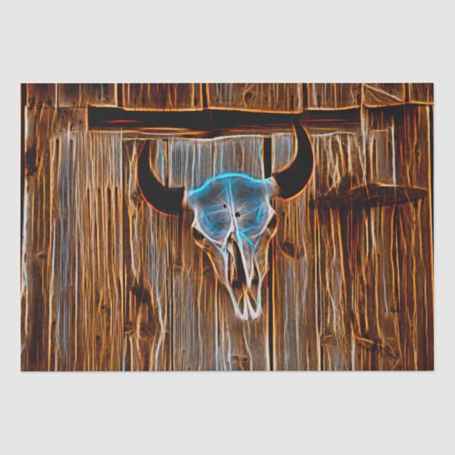 Papier Mousseline Pays Russe Western Bull Skull Surreal Art (Recto)