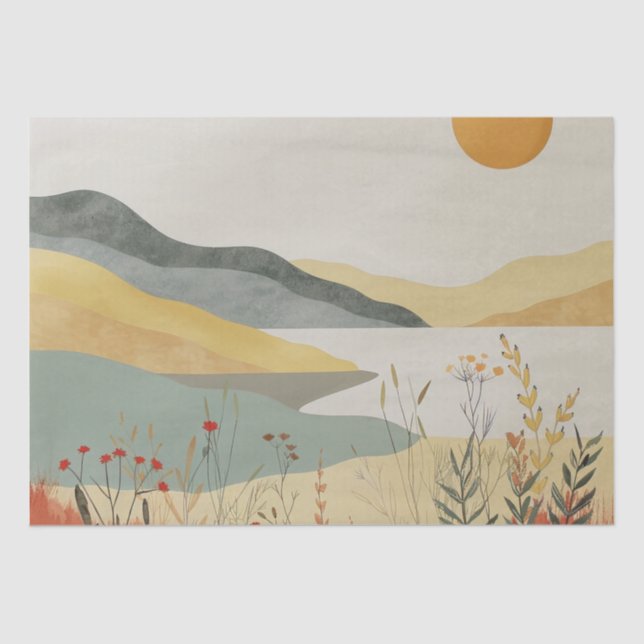 Papier Mousseline Paysage Abstrait de Boho (25) (Recto)