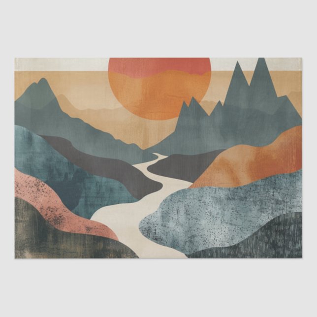 Papier Mousseline Paysage Abstrait de Boho (5) (Recto)