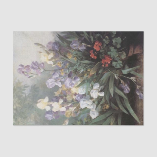 Papier Mousseline Paysage avec Irises par Barbara Bodichon (Recto)