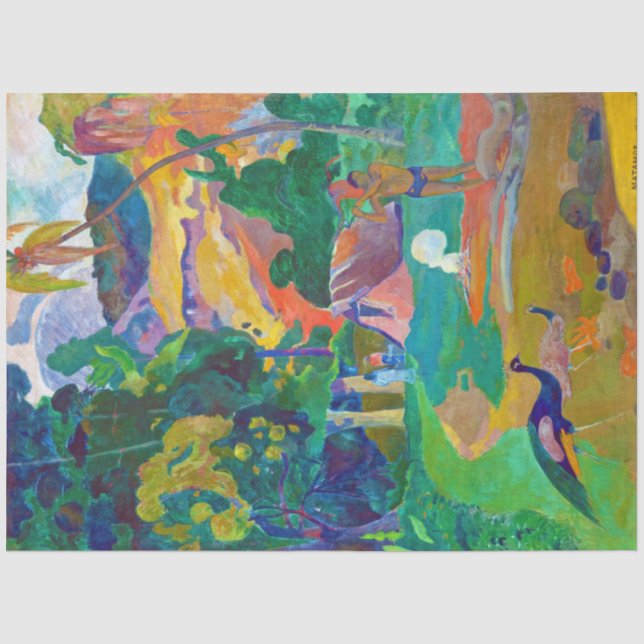 Papier Mousseline Paysage avec Peacocks, Gauguin (Recto)