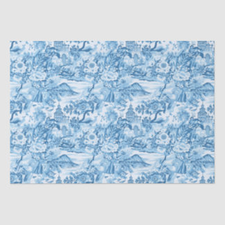 Papier Mousseline Paysage classique en toile bleue