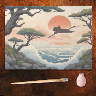 Papier Mousseline Paysage de coucher de soleil sur la côte rocheuse