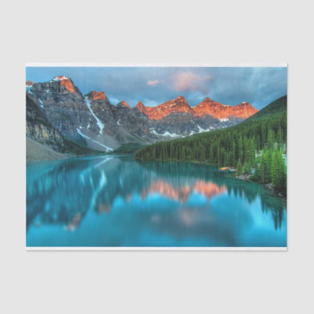 Papier Mousseline Paysage de montagne et de lac pittoresque (Recto)