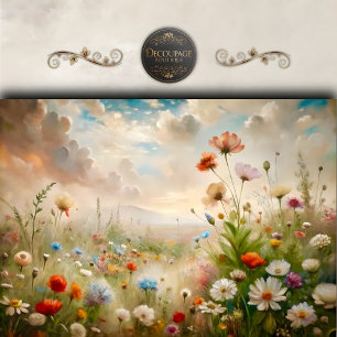 Papier Mousseline Paysage de Prairie Fleuri Rêveur en Découpage