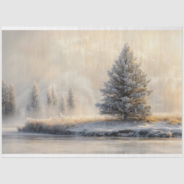Papier Mousseline Paysage d'hiver majestueux Découpage Pittoresque (Recto)