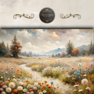 Papier Mousseline Paysage doux de vallée de fleurs sauvages en décou