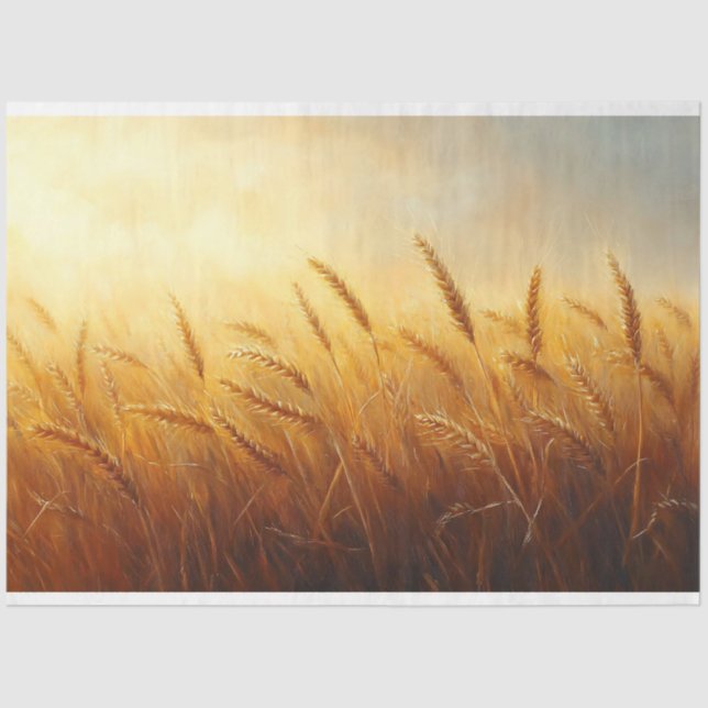 Papier Mousseline Paysage du champ de blé blanc Découpage de l'art (Recto)