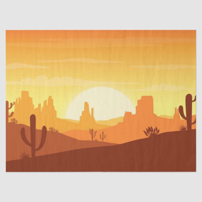 Papier Mousseline Paysage du désert de Cactus (Recto)