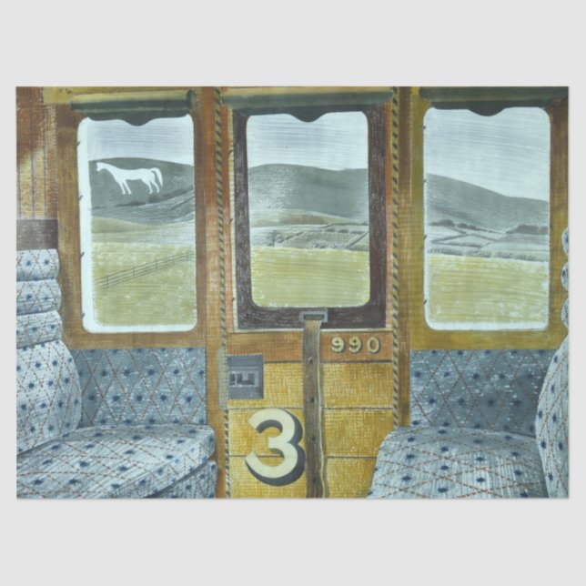 Papier Mousseline Paysage du train (par Eric Ravilious) (Recto)