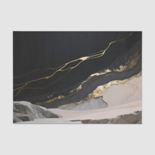 Papier Mousseline Paysage en marbre d'or noir