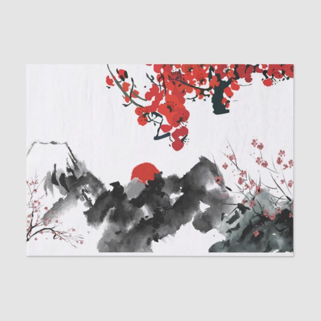 Papier Mousseline Paysage japonais Papier Tissus (Recto)