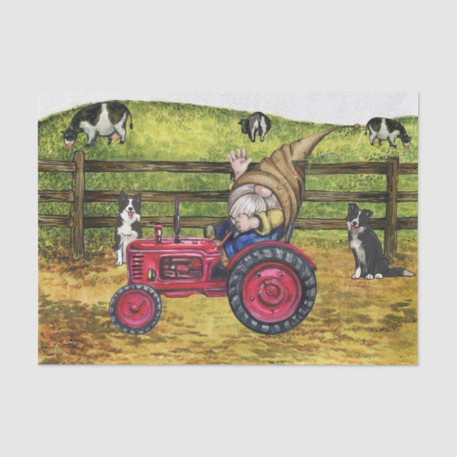 Papier Mousseline Paysage laitier agricole Pays Gnome Tracteur paysa (Recto)