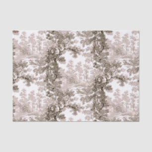 Papier Mousseline Paysage vintage Cottage Toile Brown & Blanc