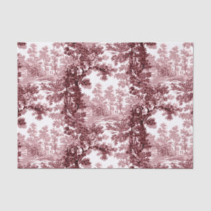 Papier Mousseline Paysage vintage Cottage Toile-Rose & Blanc