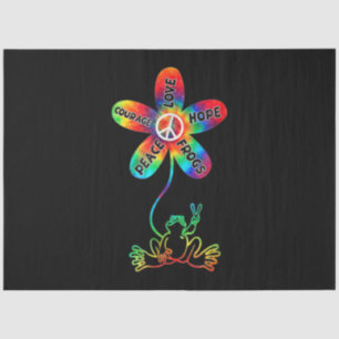 Papier Mousseline Peace Courage Aimer Hope Frogs Hippie