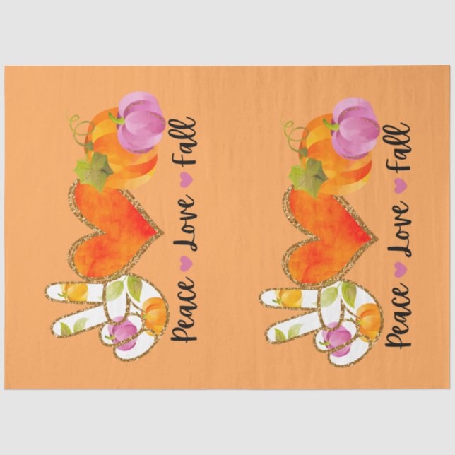 Papier Mousseline Peace Love Automne Personnaliser Couleur (Recto)