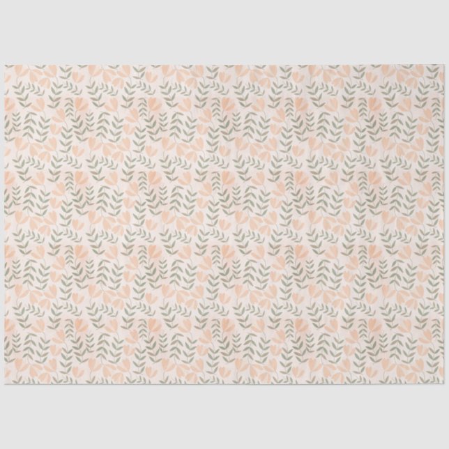 Papier Mousseline Peach Cute Floral Pastels (Recto)