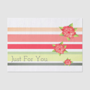 Papier Mousseline Peach Rose Green Avec Floral Rouge