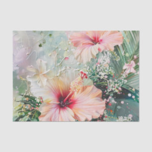Papier Mousseline Peach rose Hibiscus tropical Anniversaire floral
