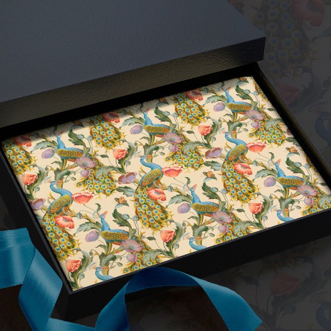 Papier Mousseline Peacock Art Nouveau motif floral papier de tissus (Créateur téléchargé)