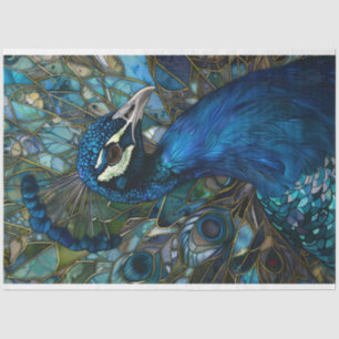 Papier Mousseline Peacock avec une découpage Arrière - plan en verre