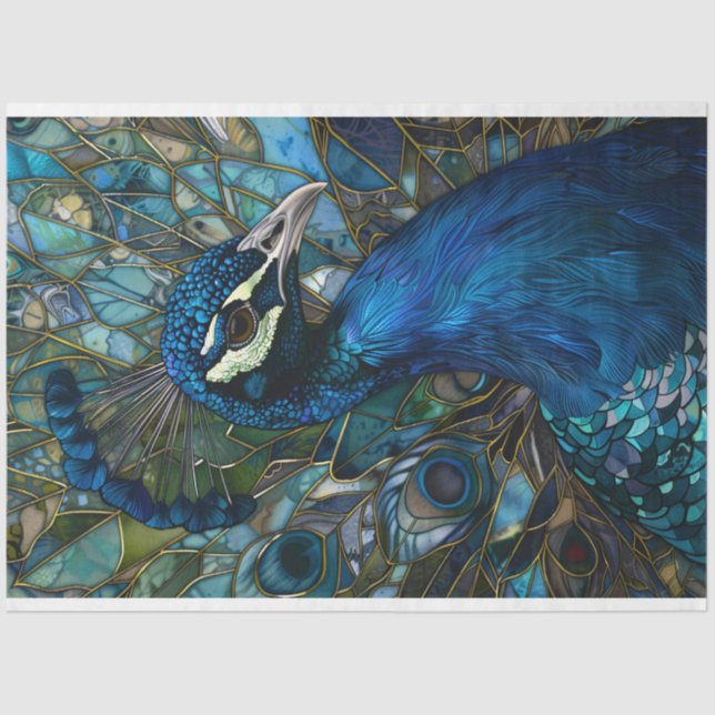 Papier Mousseline Peacock avec une découpage Arrière - plan en verre (Recto)