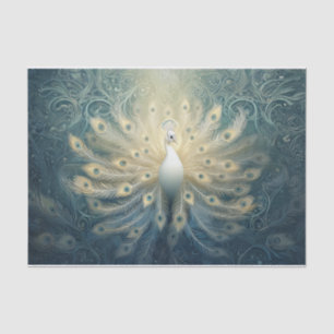 Papier Mousseline Peacock en fleur, Plumes blanches, Élégance