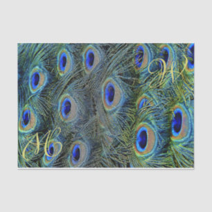 Papier Mousseline Peacock feather monogrammable
