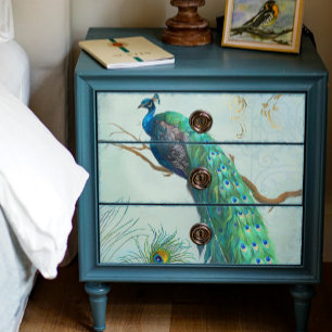 Papier Mousseline Peacock n Plumes or Dusty Blue Decoupage