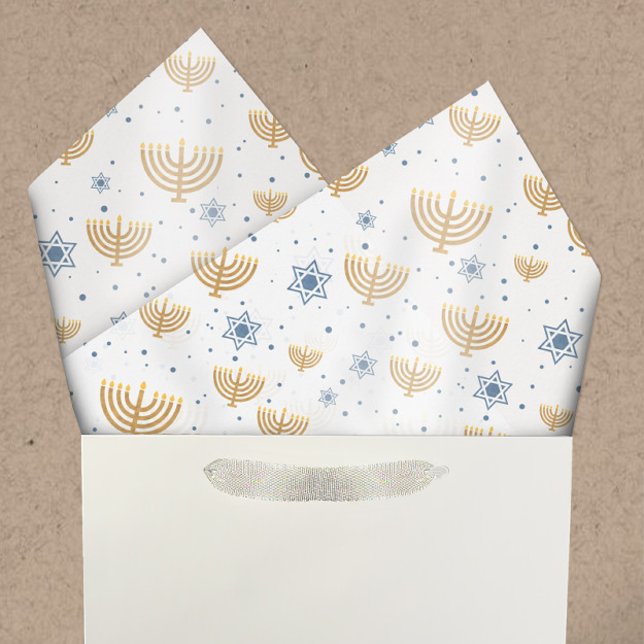Papier Mousseline Pearl Grey Hanoukka Menorah Star de David Motif (Créateur téléchargé)