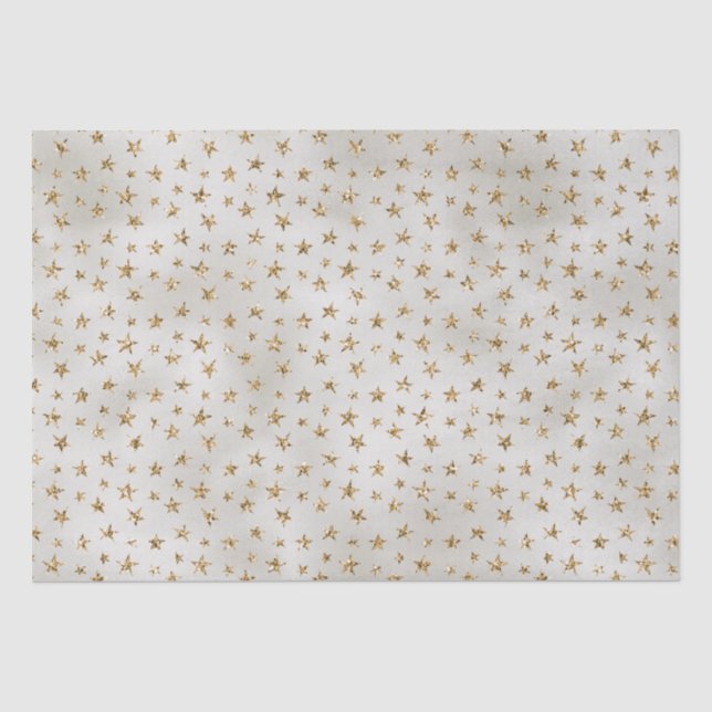 Papier Mousseline Pearl White Parties scintillant or Étoiles étincel (Recto)
