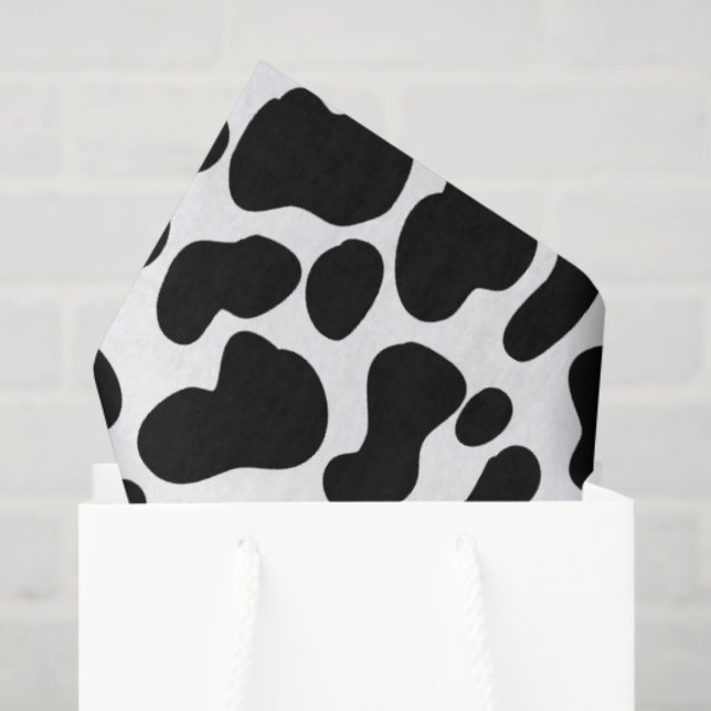 Papier Mousseline Peau de vache noire et blanche à motif (Sac cadeau)